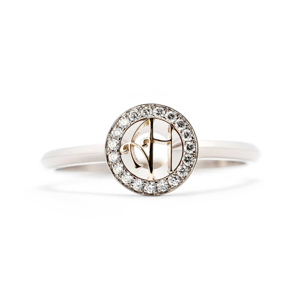 Grammi ring has a monogram in the middle, design by Tero Hannonen, Au3 Goldsmiths