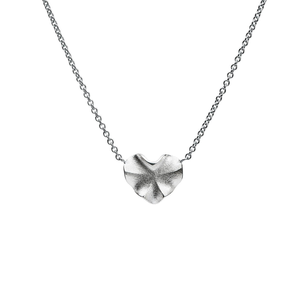 Organic shaped heart necklace made in 925 silver, design by Anu Kaartinen.
