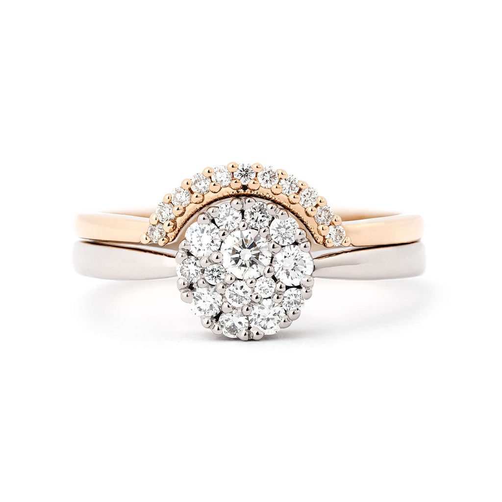Cupcake ring with Raita Circle diamond ring combined, design Jussi Louesalmi, Au3 Goldsmiths