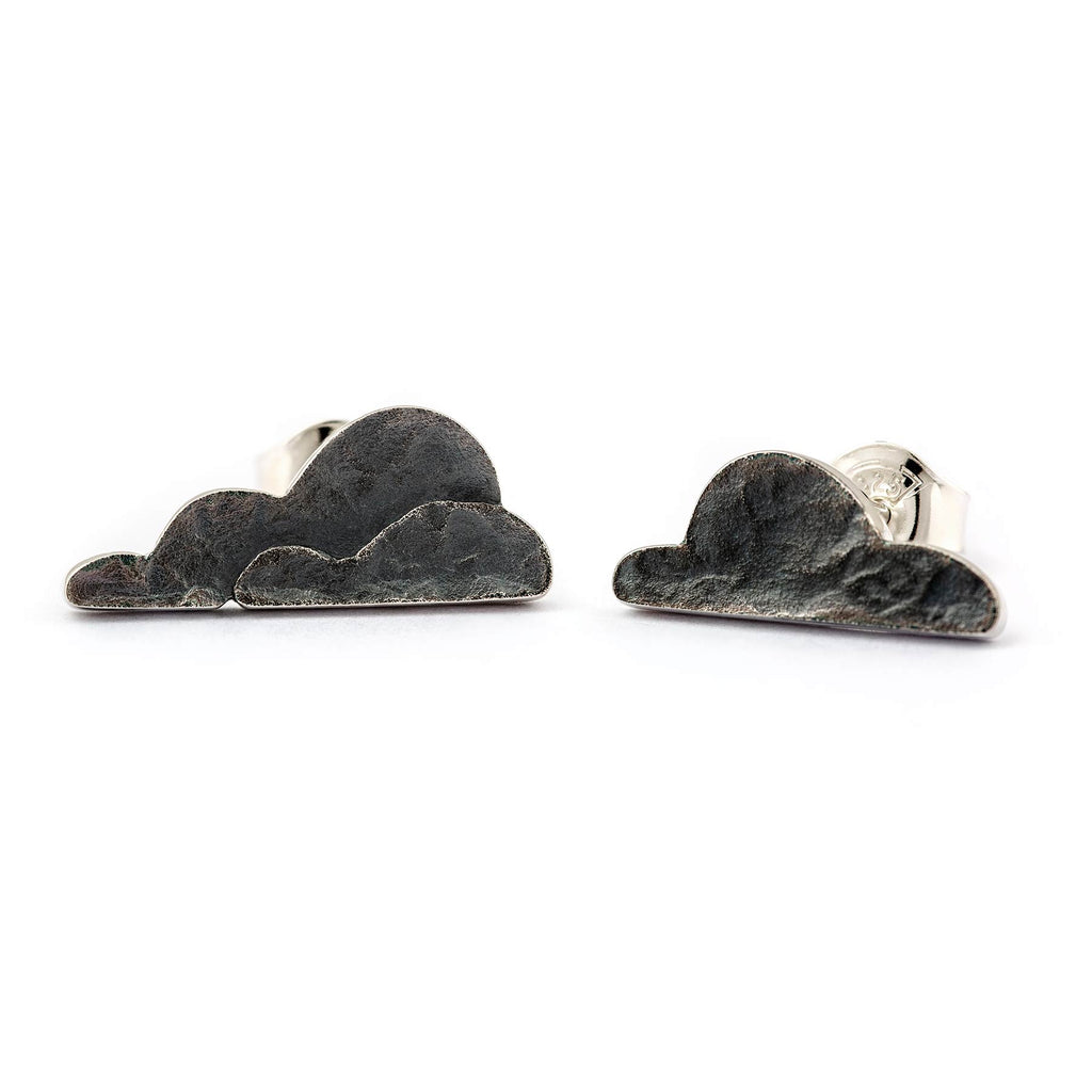  Dark patinated silver stud earrings in the shape of clouds, design by Anu Kaartinen, Au3 Goldsmiths