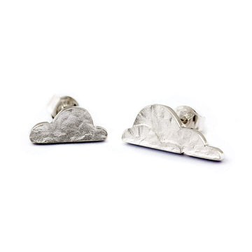 Cloud shaped stud earrings in silver, design by Anu Kaartinen, Au3 Goldsmiths