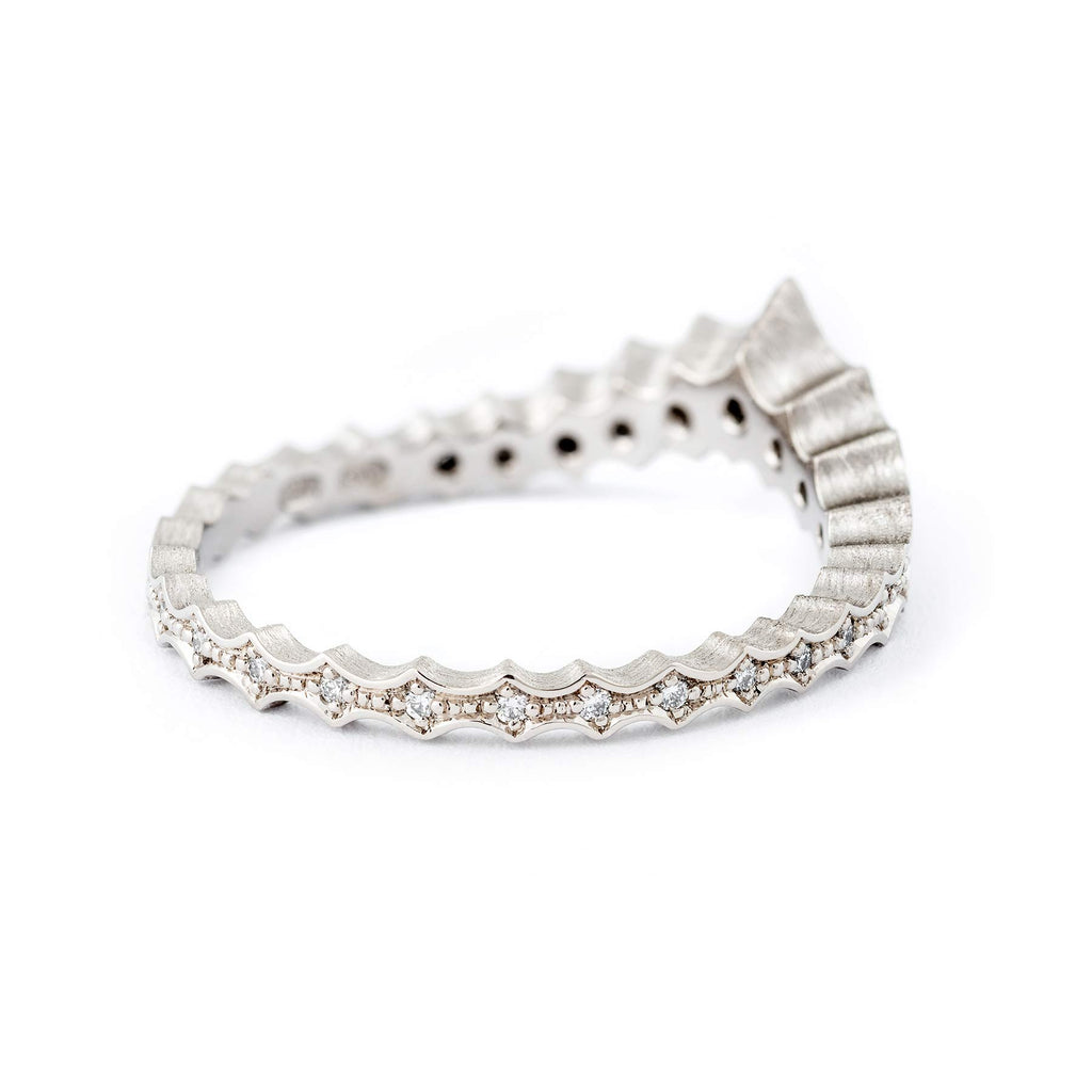 Diamond Queen ring, tiara shaped alliance with white tw/vs diamonds, design Anu Kaartinen, Au3 Goldsmiths