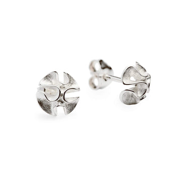 Wavy Dione stud earrings (small) in 925 silver, design Anu Kaartinen, Au3 Goldsmiths