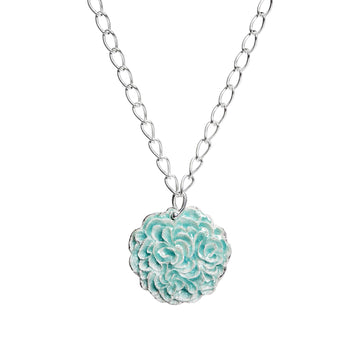 Round silver necklace with turquoise enamel on the surface, design Anu Kaartinen, Au3