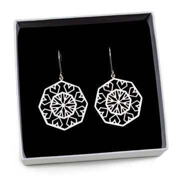 Gems Heart pattern earrings in 925 silver, design by Jussi Louesalmi, Au3 Goldsmiths
